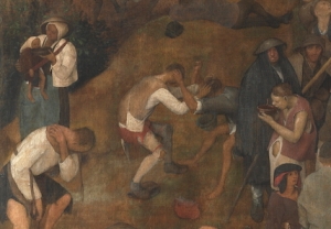 Bruegel. El vino de la fiesta de San Martín (detalle).