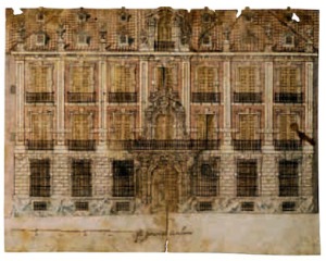 B. de Churriguera, Palacio de Goyeneche, “Proyecto de fachada” (1724-1725). 24,3x30,8 cm. Propiedad particular.